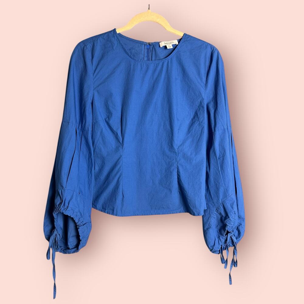 Lucy Paris Blue Balloon Long Sleeve Blouse Top Royal Blue Shirt Small